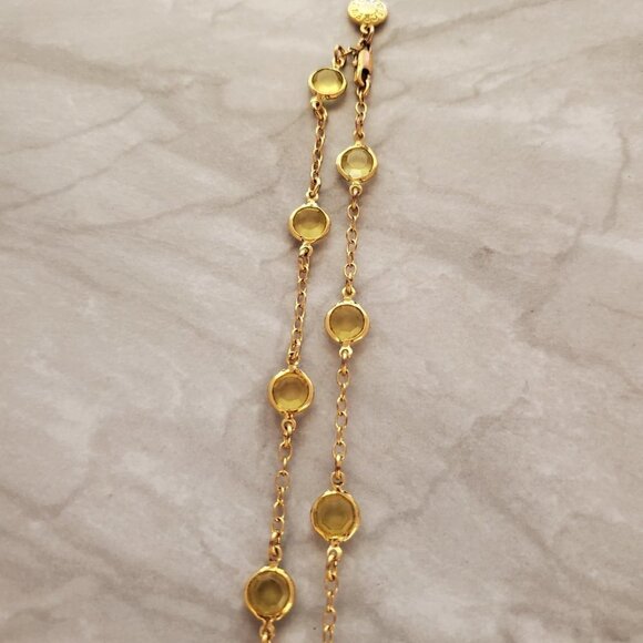✨ J. Crew Necklace Gold Yellow Clear Rhinestones Crystal Station Necklace ✨ - Picture 7 of 9